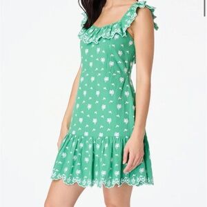 Roller Rabbit Isotta Embroidery Kari Green Dress Size L